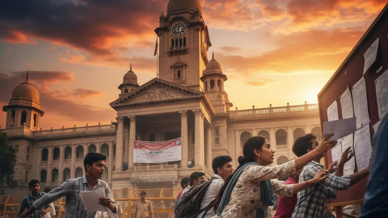 Students rushing for job notifications.
